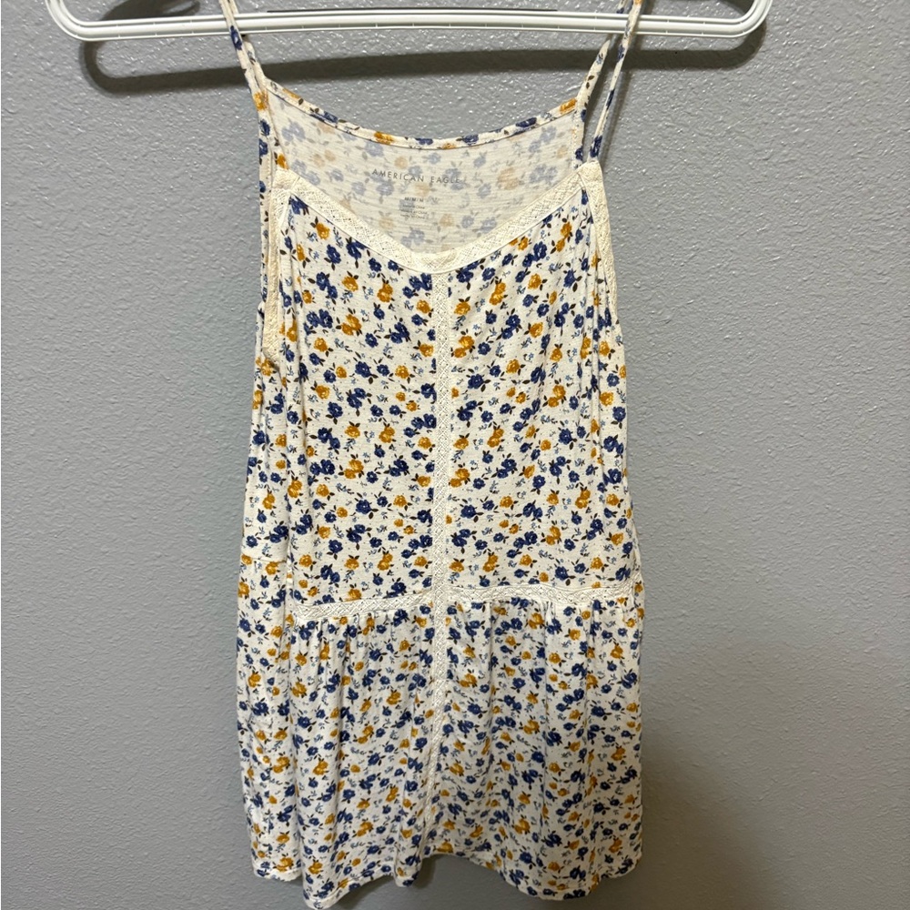 American Eagle Outfitters Women’s Medium Floral Tank in Blue and Yellow